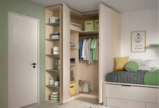 Armario juvenil angular con estantería, Mod. Jone Armarios juveniles en Bilbao