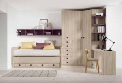 Dormitorio juvenil con armario rincón Mod. Rainbow Dormitorio Completo juvenil en Bilbao