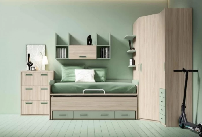 Dormitorio juvenil con armario rincon y zapatero Mod. Anakin Dormitorio Completo juvenil en Bilbao