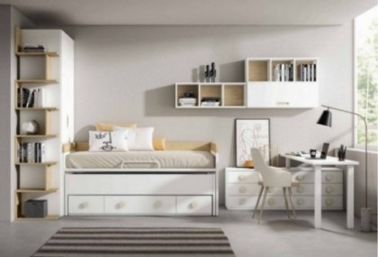 Dormitorio juvenil con armario estanteria arcon Mod.Cloak Dormitorio Completo juvenil en Bilbao
