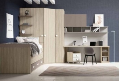 Dormitorio juvenil armario rincon escritorio con panel Mod. Dagger Dormitorio Completo juvenil en Bilbao