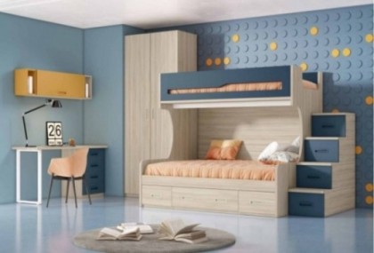 Dormitorio juvenil con litera y armario  Mod. Dewey