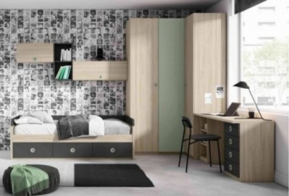 Dormitorio juvenil armario rincon con nido Mod. Horacio Dormitorio Completo juvenil en Bilbao