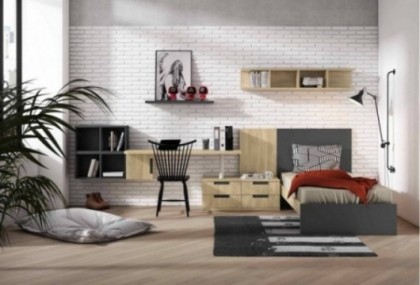 Dormitorio juvenil con cama recta Mod. Skeebo