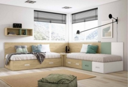 Dormitorio juvenil con 2 camas, Mod. Petunia Dormitorio Completo juvenil en Bilbao