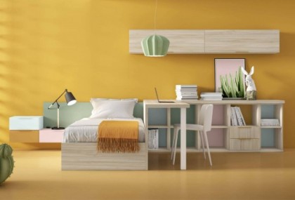 Dormitorio juvenil con zona de estudio, Mod. Shank
