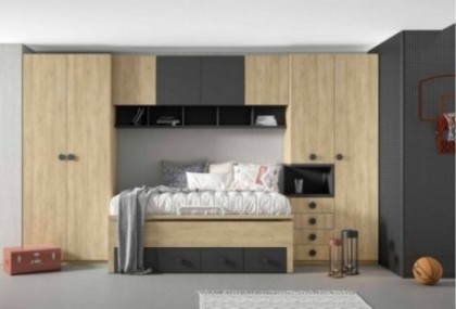 Dormitorio juvenil puente con compacto Mod. Korg Dormitorio Completo juvenil en Bilbao