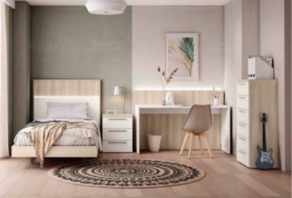 Dormitorio con 1 mesita, Mod. Sur Dormitorio Completo juvenil en Bilbao