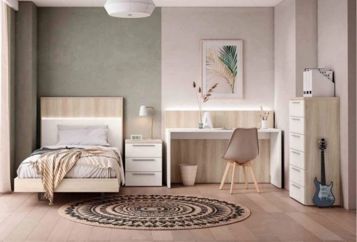 Dormitorio con 1 mesita, Mod. Sur Dormitorio Completo juvenil en Bilbao
